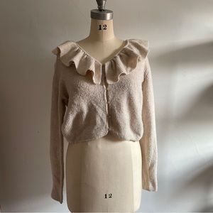 H&M soft cream flounce sweater
